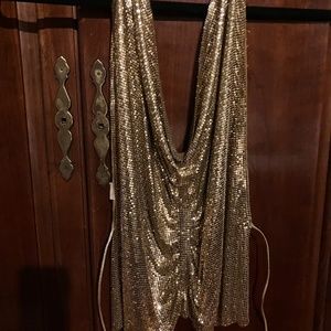 Whiting & Davis Gold Metal Mesh Halter Top